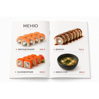 Печать меню для ресторанов и кафе в СПб — изготовление на заказ