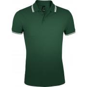Рубашка поло мужская PASADENA MEN 200 с контрастной отделкой, зеленая с белым