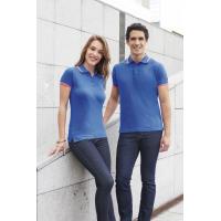 Рубашка поло женская PASADENA WOMEN 200 с контрастной отделкой, белая с синим