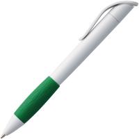 Ручка шариковая Grip, белая с зеленым