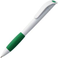 Ручка шариковая Grip, белая с зеленым